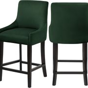 Set of green velvet contemporary bar stools main photo