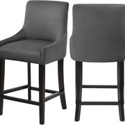 Set of gray velvet contemporary bar stools main photo
