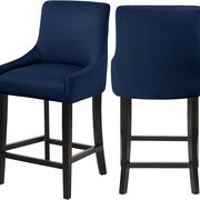 Set of navy blue velvet contemporary bar stools main photo