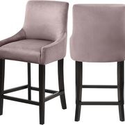 Set of pink velvet contemporary bar stools main photo