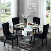Round glass top / mirrored base dining table main photo