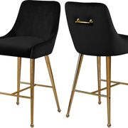Black velvet bar stool w/ golden hardware and handle main photo