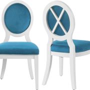 White gloss / aqua velvet dining chair main photo