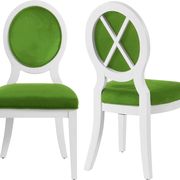 White gloss / green velvet dining chair main photo