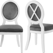White gloss / gray velvet dining chair main photo