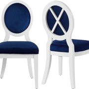 White gloss / navy velvet dining chair main photo