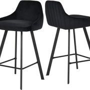 Pair of black velvet bar stools main photo