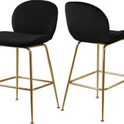 Elegant black velvet bar stool w/ golden base main photo