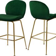 Elegant green velvet bar stool w/ golden base main photo