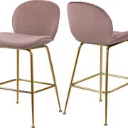 Elegant pink velvet bar stool w/ golden base main photo