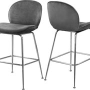 Gray velvet bar stool w/ chrome base main photo