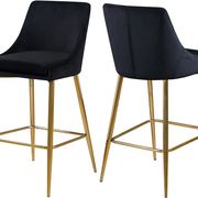 Black velvet bar stool w/ golden metal base main photo