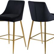Black velvet bar stool w/ golden metal base
