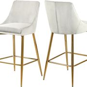 Cream velvet bar stool w/ golden metal base main photo