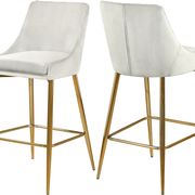 Cream velvet bar stool w/ golden metal base