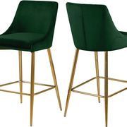 Green velvet bar stool w/ golden metal base main photo