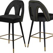 Black velvet stylish bar stool w/ black/gold legs main photo