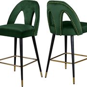 Green velvet stylish bar stool w/ black/gold legs main photo