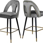 Gray velvet stylish bar stool w/ black/gold legs main photo