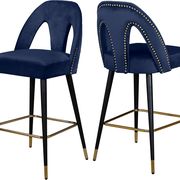 Navy velvet stylish bar stool w/ black/gold legs main photo
