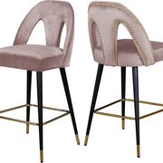 Pink velvet stylish bar stool w/ black/gold legs main photo