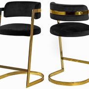 Black velvet / gold metal frame bar stool main photo