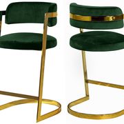 Green velvet / gold metal frame bar stool main photo