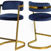Navy velvet / gold metal frame bar stool main photo