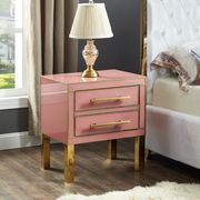Contemporary pink/gold gloss nightstand/side table main photo