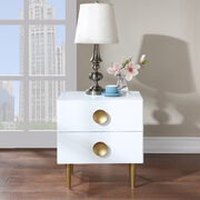 White golden legs / handles contemporary nightstand main photo