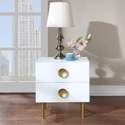White golden legs / handles contemporary nightstand