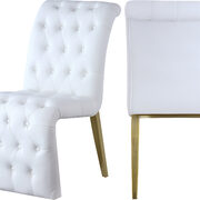 White faux leather tufted dining chair pair main photo