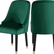 Green velvet dining chair w/ golden tip legs main photo