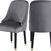 Gray velvet dining chair w/ golden tip legs main photo