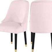 Pink velvet dining chair w/ golden tip legs main photo