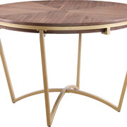 Stylish walnut brown / gold accent round dining table main photo