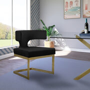 Floating gold base / black velvet curved back dining chair main photo