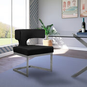 Floating silver base / black velvet curved back dining chair main photo