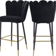 Black velvet / gold metal legs bar stool main photo