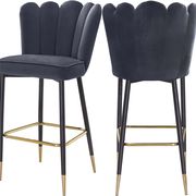 Gray velvet / gold metal legs bar stool main photo
