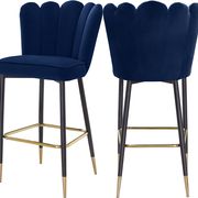 Navy velvet / gold metal legs bar stool main photo