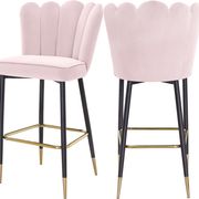 Pink velvet / gold metal legs bar stool main photo