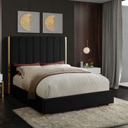 Gold frame/legs / black velvet full size bed main photo