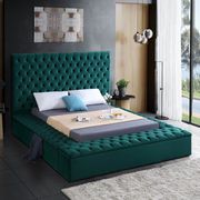 Green velvet tufted queen bed w/ storage main photo