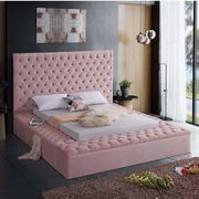 Pink velvet tufted king bed w/ storage main photo