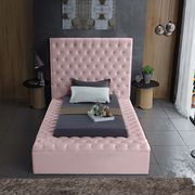 Pink velvet tufted twin bed w/ storage main photo