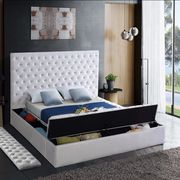 White velvet tufted full size bed w/ storage main photo