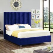 Modern velvet fabric bed w/ platform main photo