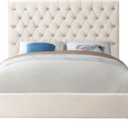 Cream velvet tufted headboard full bed main photo