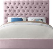 Pink velvet tufted headboard full bed main photo